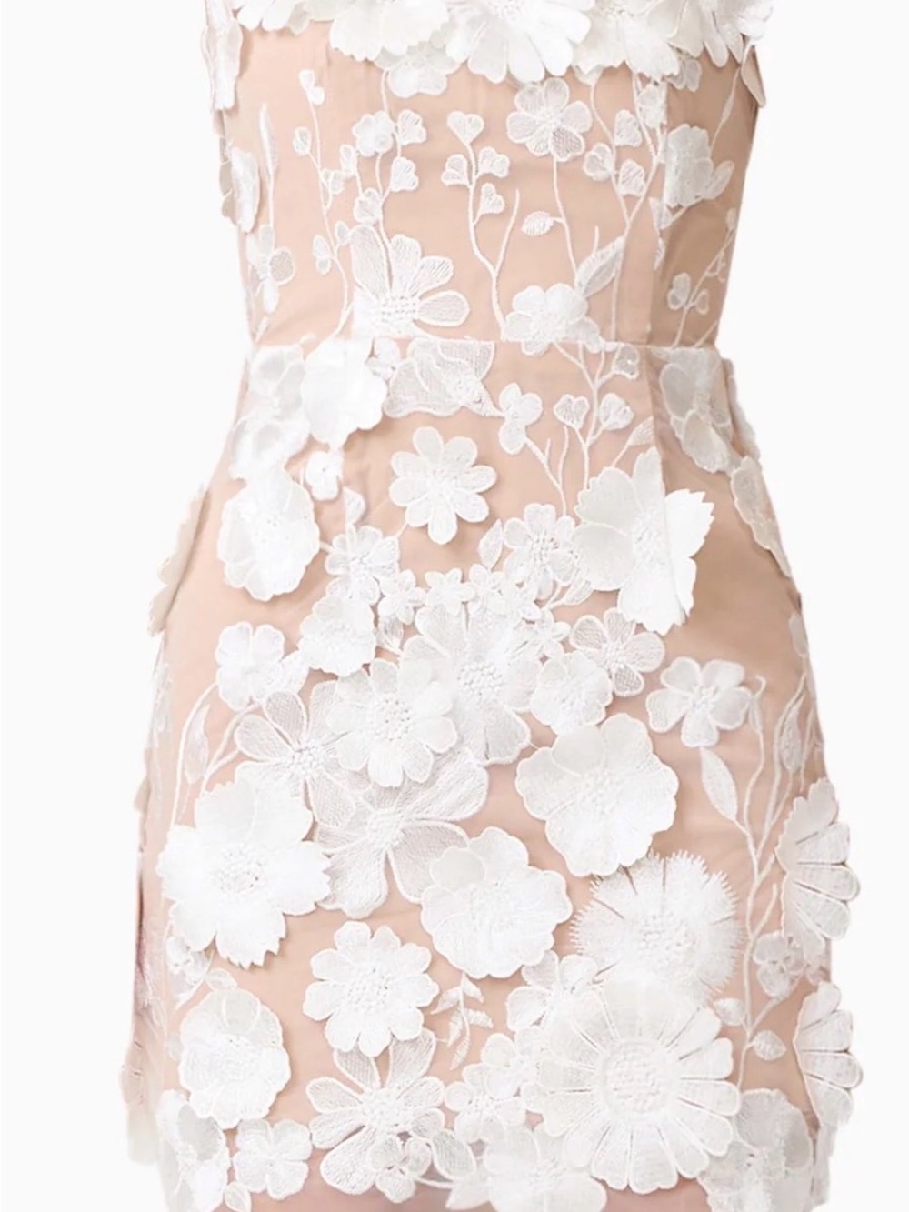 Elliatt Blush Strapless Dress with White 3D Floral Appliqué